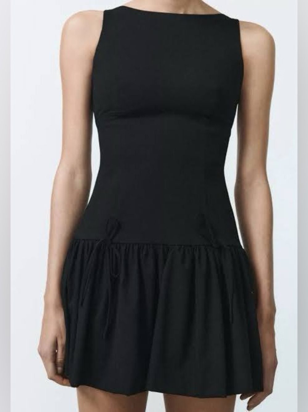 Zara: Dropwaist bubble skirt dress with bows